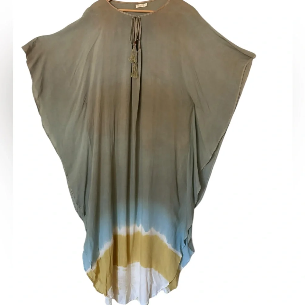 Indah Ombre Tassel Kaftan Maxi Dress Beach Cover Up Boho One Size